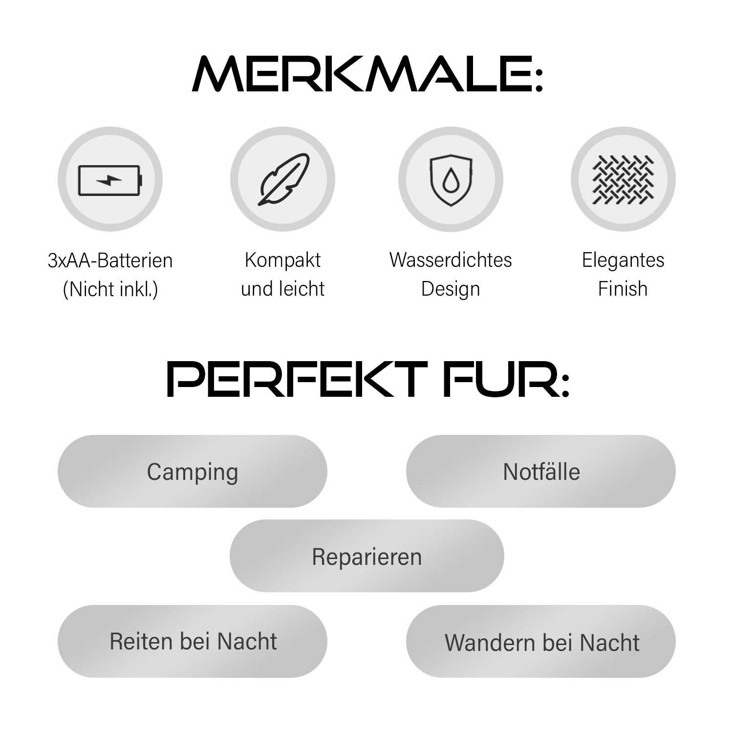 Tragbare Campinglaterne mit LED Beleuchtung, 360-Grad-Abdeckung, 2 Farbtemperaturen, batteriebetrieben