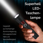 Hochleistungs LED-Taschenlampe mit Zoom-Funktion mit 3 Beleuchtungsmodi