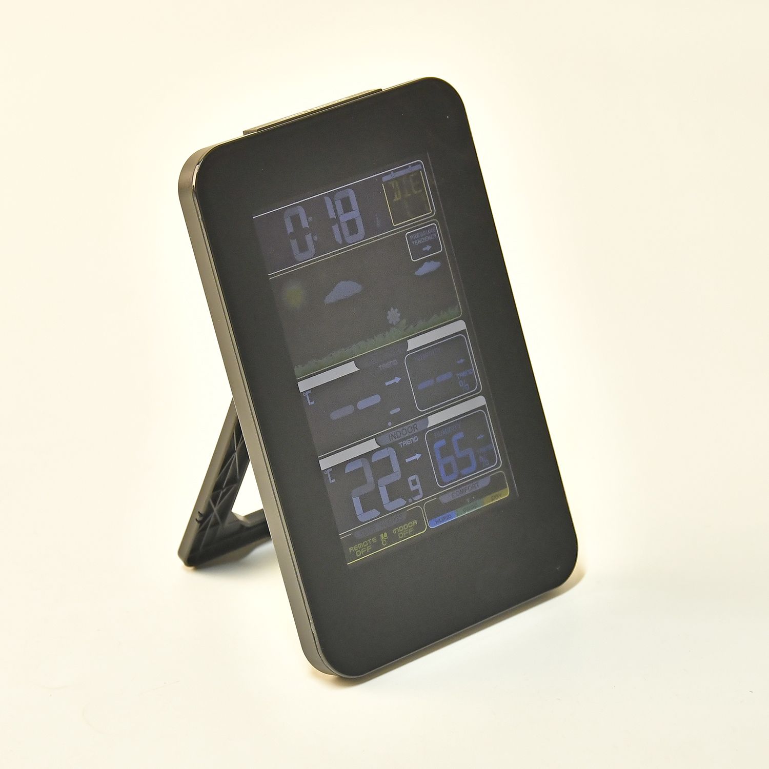 TechVision kabellose digitale Wetterstation, Innen-Außentemperatur, 18.5x12x2.5cm, Schwarz/Weiß