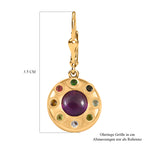 Afrikanischer Amethyst, mehrfarbige-Turmalin Ohrringe, 925 Silber vergoldet ca. 5.33 ct