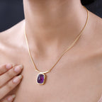 Afrikanischer Amethyst Halskette, ca. 45 cm, 925 Silber vergoldet ca. 11.72 ct