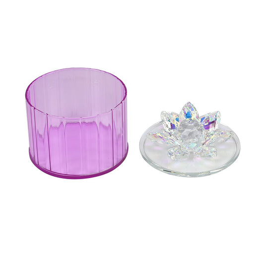 Deko Vorratsglas aus Kristallglas mit Lotusblüte Deckel,10x10x10cm, blau