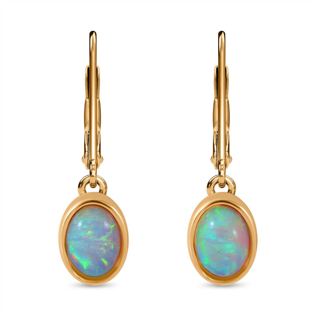 AA Natürlicher, äthiopischer Welo Opal Ohrringe, 925 Silber vergoldet ca. 1.03 ct