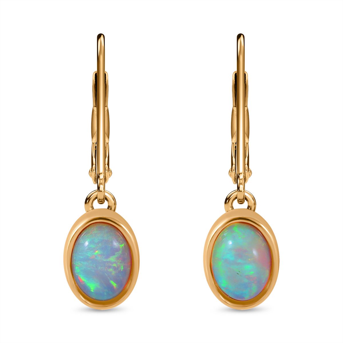 AA Natürlicher, äthiopischer Welo Opal Ohrringe, 925 Silber vergoldet ca. 1.03 ct