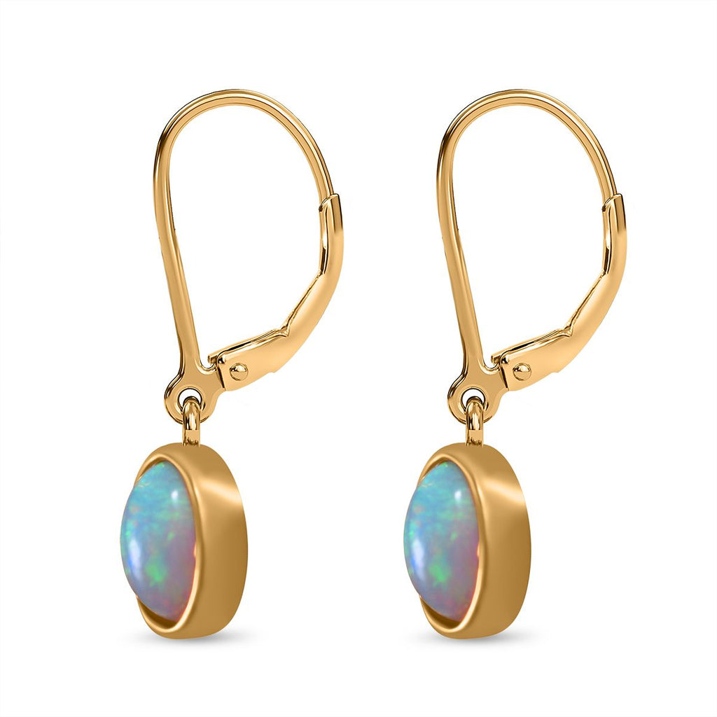 AA Natürlicher, äthiopischer Welo Opal Ohrringe, 925 Silber vergoldet ca. 1.03 ct