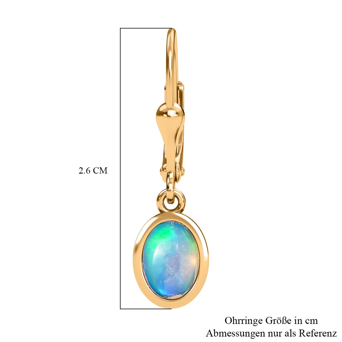 AA Natürlicher, äthiopischer Welo Opal Ohrringe, 925 Silber vergoldet ca. 1.03 ct
