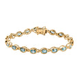 Kambodschanischer blauer Zirkon Armband, ca. 20 cm, 925 Silber vergoldet, ca. 14.74 ct