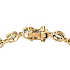 Kambodschanischer blauer Zirkon Armband, ca. 20 cm, 925 Silber vergoldet, ca. 14.74 ct