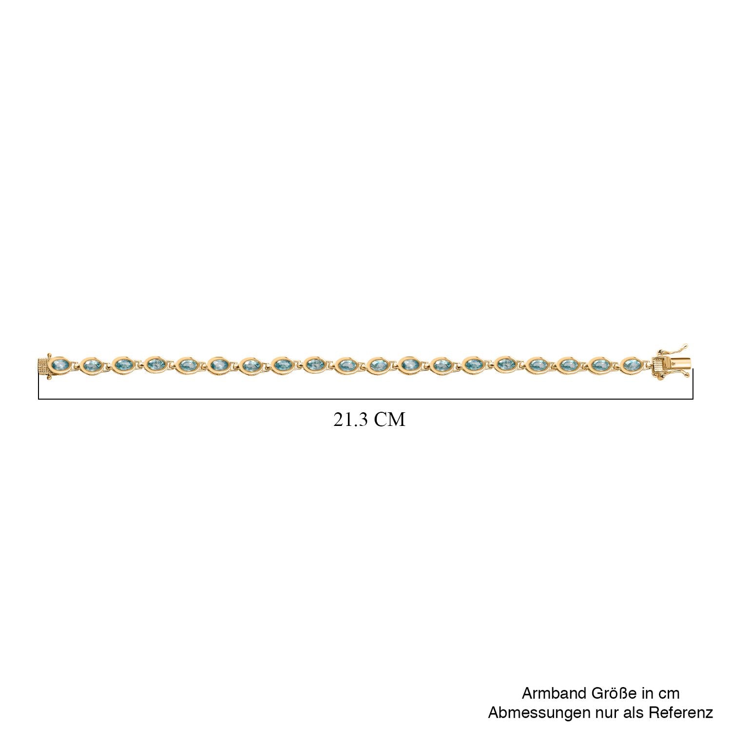 Kambodschanischer blauer Zirkon Armband, ca. 20 cm, 925 Silber vergoldet, ca. 14.74 ct
