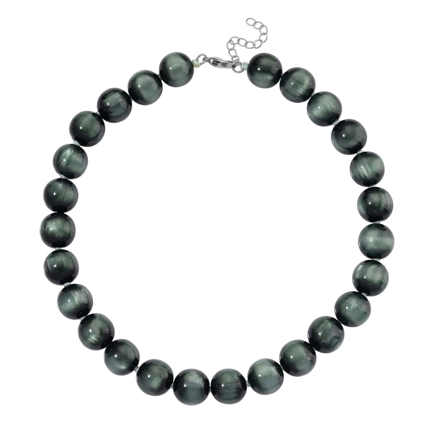 Simuliertes flexibles grünes Katzenauge Armband und 45+5cm Halskette