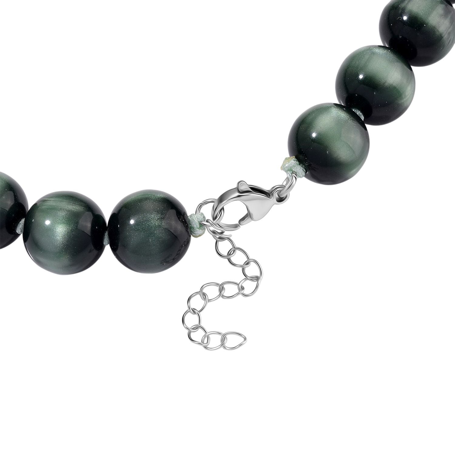 Simuliertes flexibles grünes Katzenauge Armband und 45+5cm Halskette