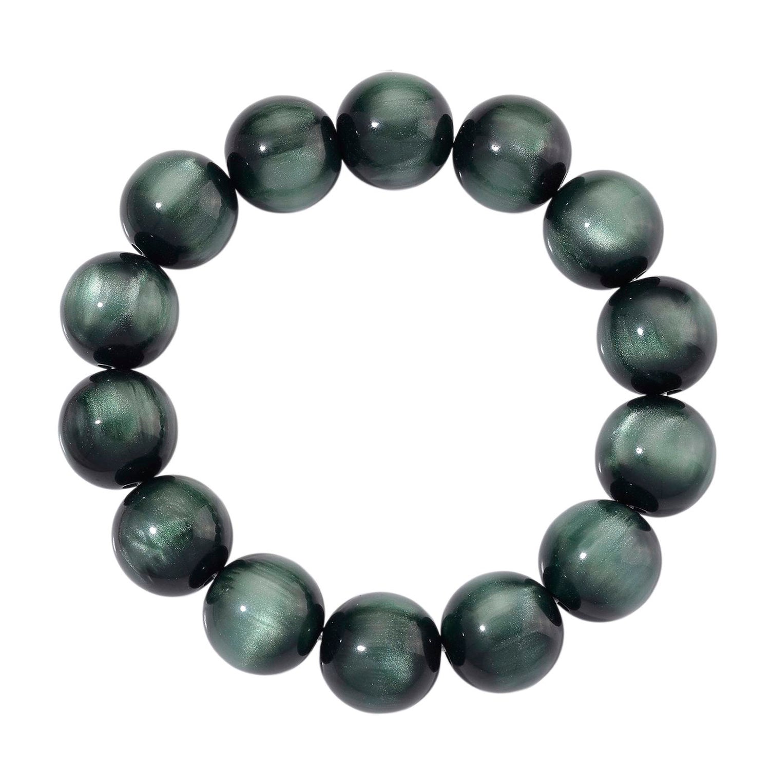 Simuliertes flexibles grünes Katzenauge Armband und 45+5cm Halskette