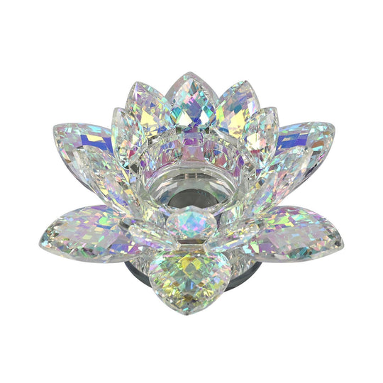 Kristallklare Lotusblume Kerzenhalter mit Drehsockel 18x7,5 cm