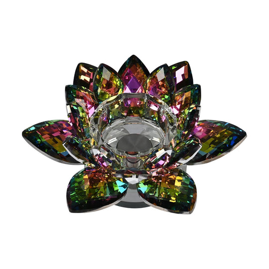Kristallklare Lotusblume Kerzenhalter mit Drehsockel 18x7,5 cm