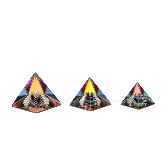 3er Set - Ägyptischer Kristallglass Figuren in 3D, Sphinx, Nefertiti, Pharaos