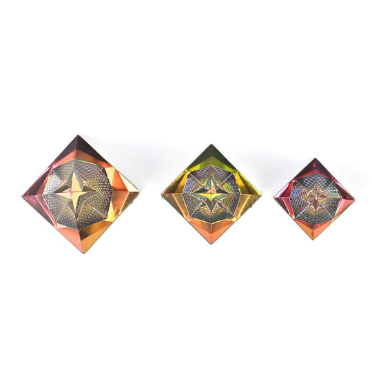 3er Set - Ägyptischer Kristallglass Figuren in 3D, Sphinx, Nefertiti, Pharaos