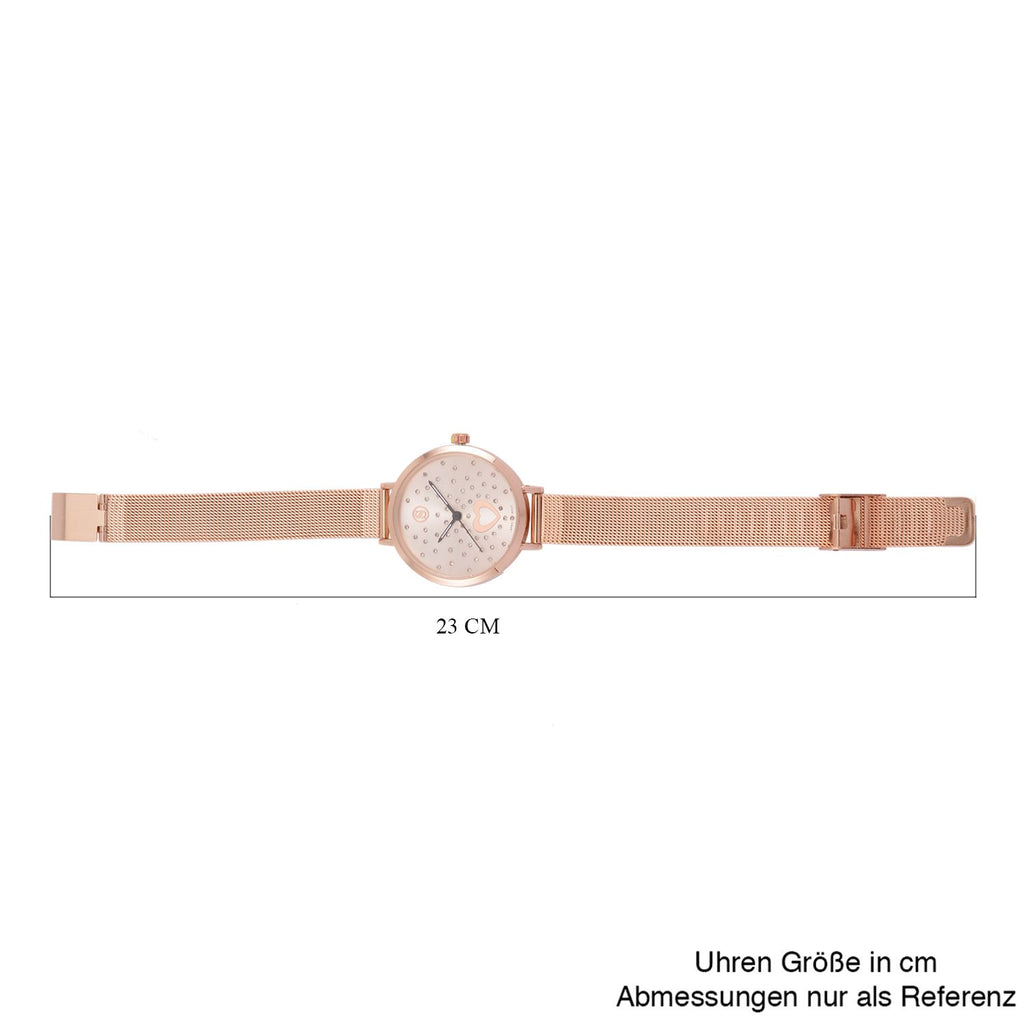 Weißer Kristall Uhren 8.5 cm Reiner Edelstahl Std Rose