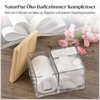 NaturPur Öko-Badezimmer Komplettset, Hochwertige PS-Schale mit Holzdeckel, Größe: 14x10x9,3 cm