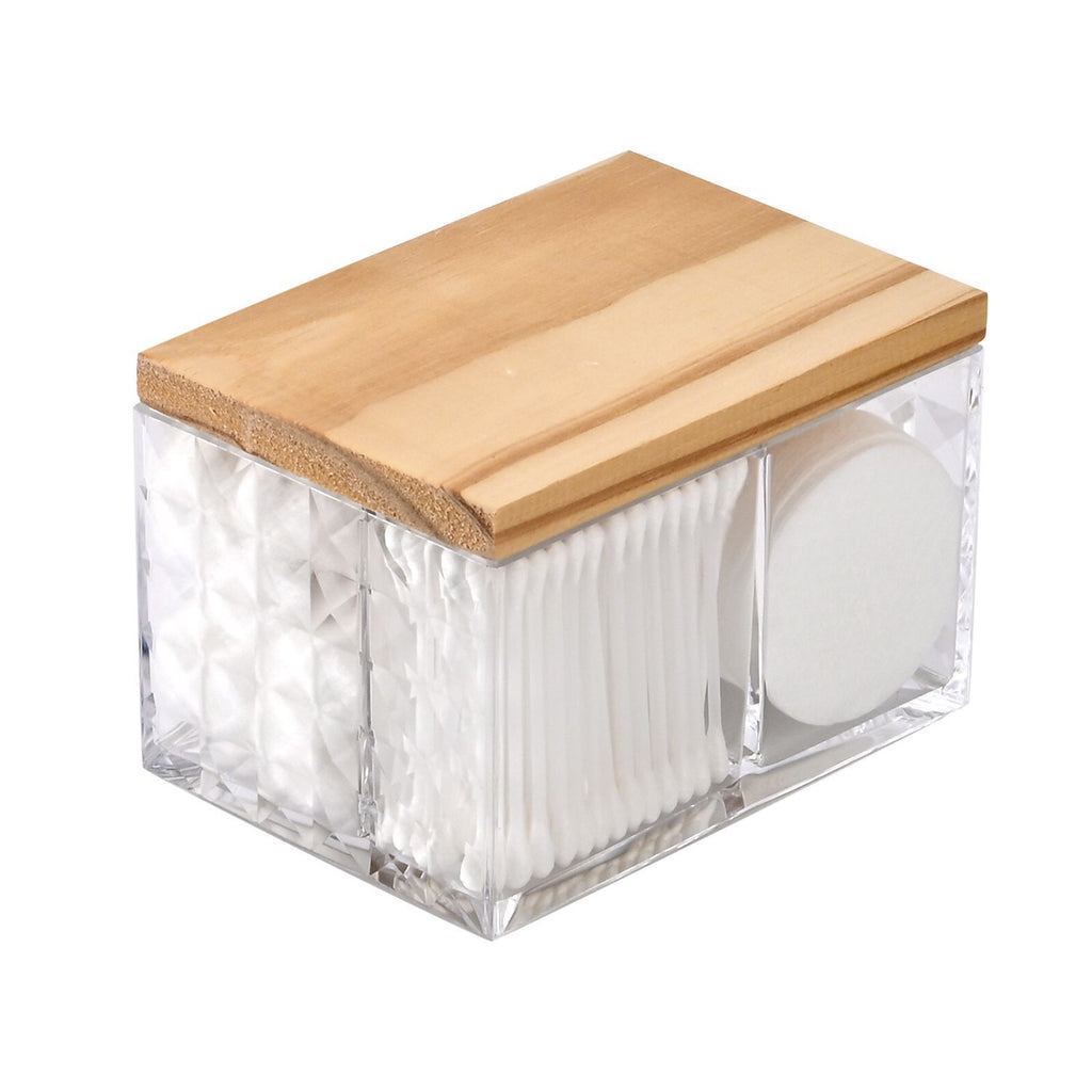 NaturPur Öko-Badezimmer Komplettset, Hochwertige PS-Schale mit Holzdeckel, Größe: 14x10x9,3 cm