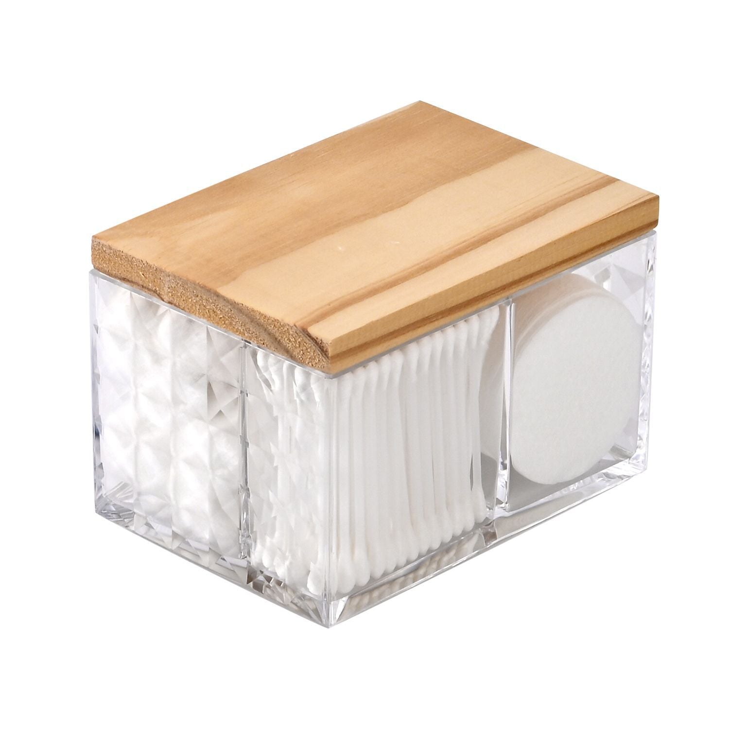 NaturPur Öko-Badezimmer Komplettset, Hochwertige PS-Schale mit Holzdeckel, Größe: 14x10x9,3 cm