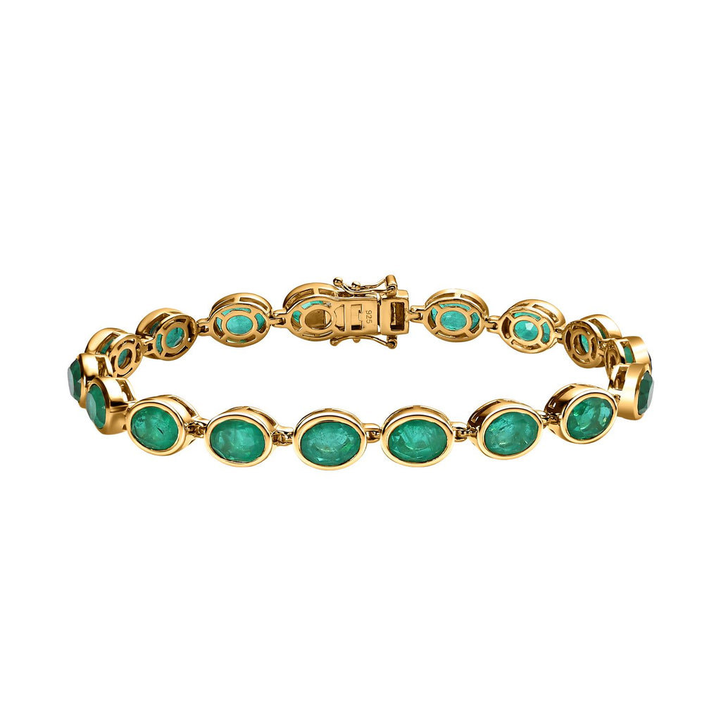 Smaragd-Triplette-Quarz Armband ca. 20 cm 925 Silber vergoldet ca. 26.42 ct