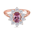 AA Lila Spinell, weißer Zirkon Ring, 925 Silber Roségold Vermeil (Größe 18.00) ca. 0.99 ct