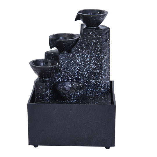 Mini Wasserbrunnen 4-stufig, 2xAA Batterie (nicht inkl.), Größe 11x9x17 cm