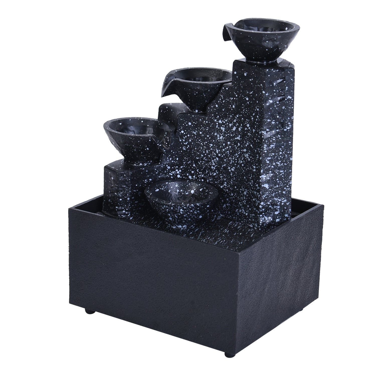 Mini Wasserbrunnen 4-stufig, 2xAA Batterie (nicht inkl.), Größe 11x9x17 cm