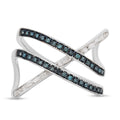 Blauer und Weißer Diamant Ring 925 Silber Platin-Überzug