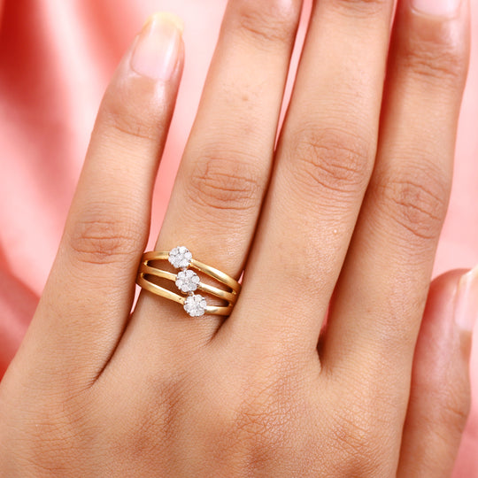 Diamant-Ring, 925 Silber Gelbgold Vermeil (Größe 20.00) ca. 0.33 ct