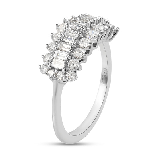 RHAPSODY - Diamant-Ring, zertifiziert VS E-F, 950 Platin (Größe 16.00) ca. 1.00 ct