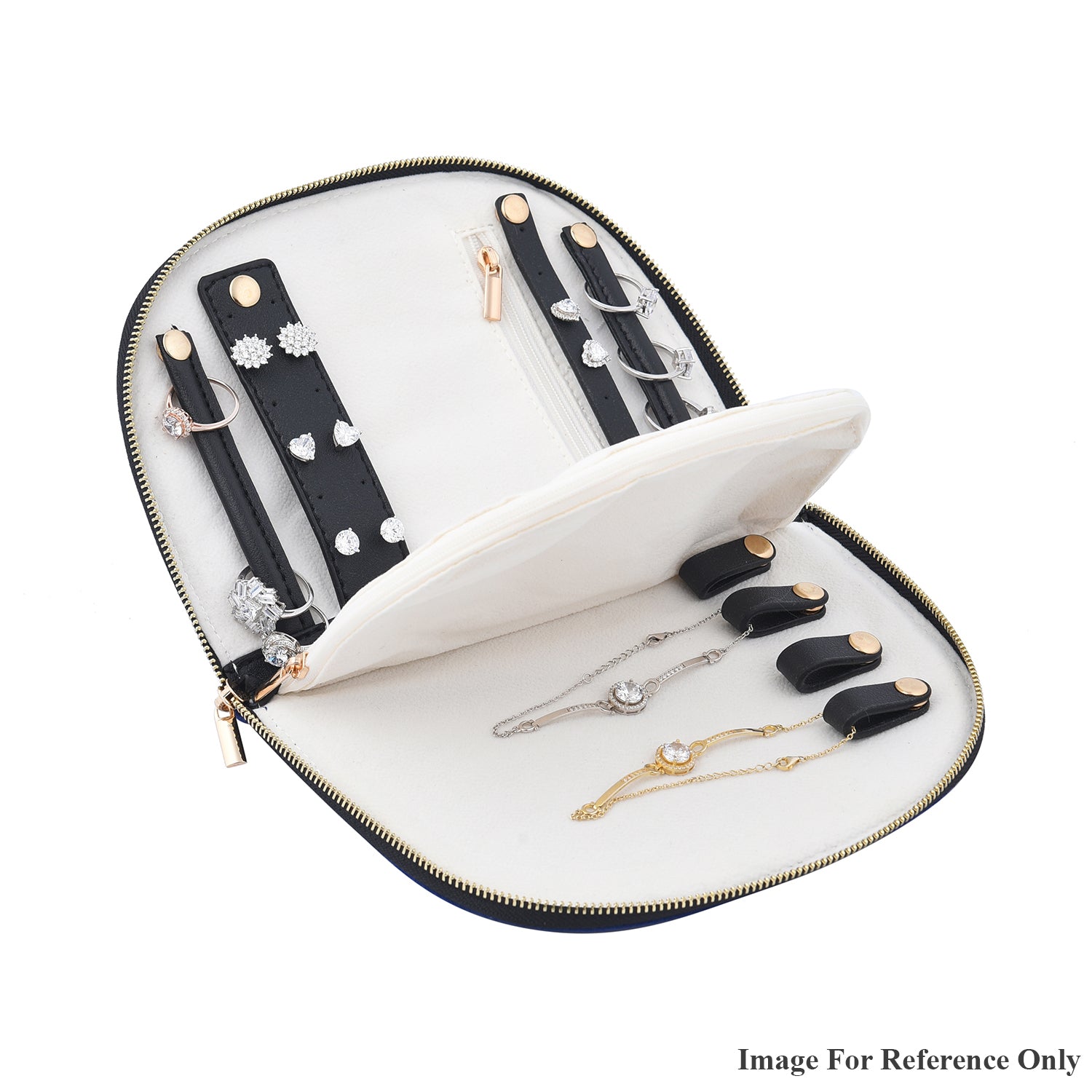 Schmuck Organizer mit besticktem Muster, Schwarz