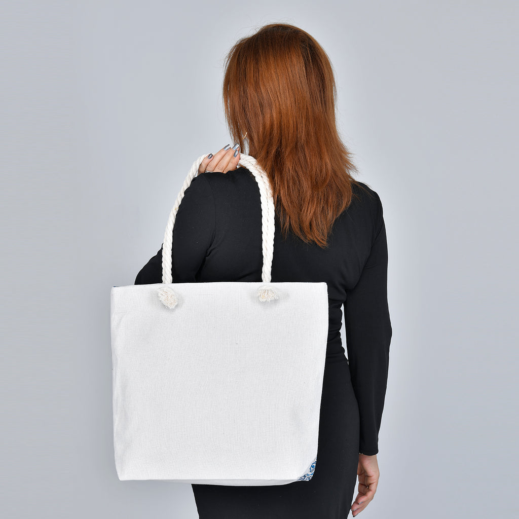 Gewebter Jute Handtasche mit Hirsch, Größe 42x34x9x37 cm, Hirsch