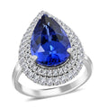 AAAA Tansanit, Weißer Diamant Ring 950 Platin (Größe 17.00) ca. 7,85 ct