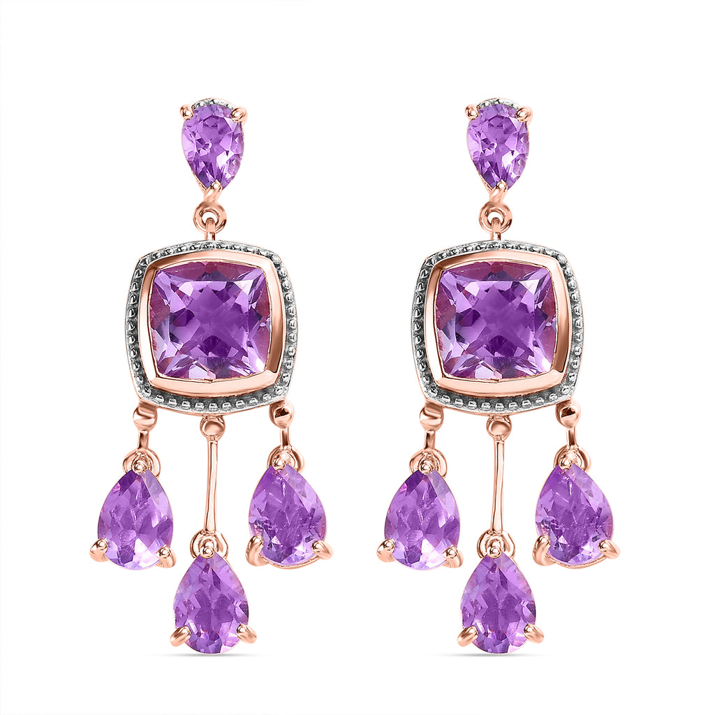 AA Rose De France Amethyst Ohrringe, 925 Silber rosévergoldet ca. 9.19 ct