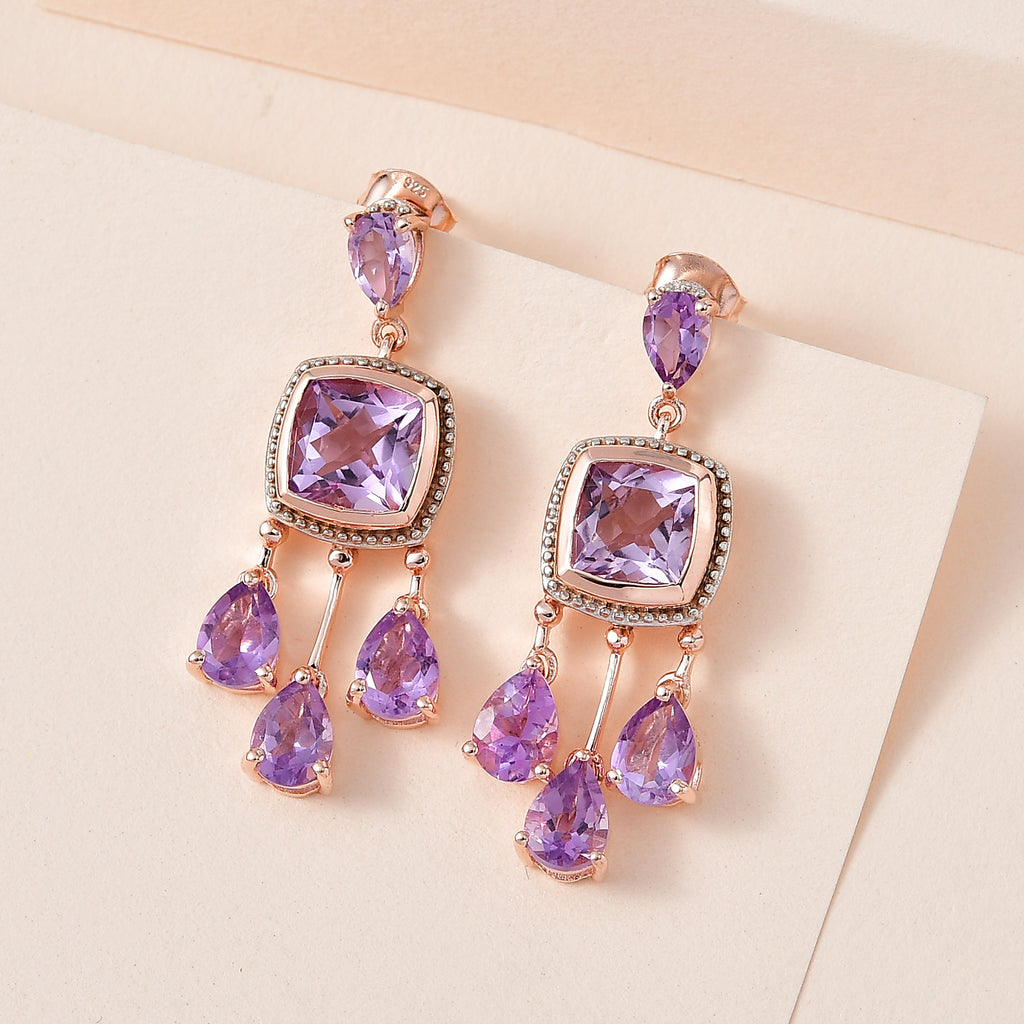 AA Rose De France Amethyst Ohrringe, 925 Silber rosévergoldet ca. 9.19 ct