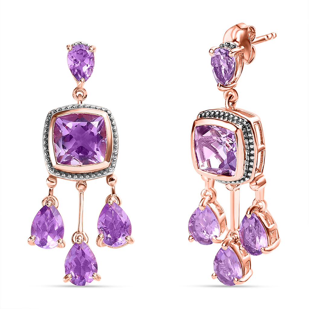 AA Rose De France Amethyst Ohrringe, 925 Silber rosévergoldet ca. 9.19 ct
