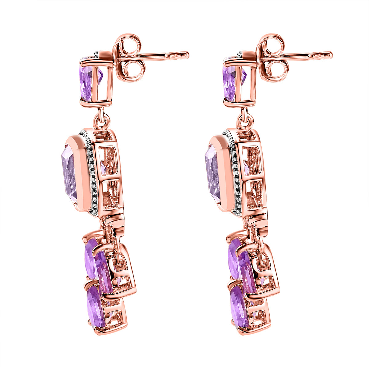 AA Rose De France Amethyst Ohrringe, 925 Silber rosévergoldet ca. 9.19 ct
