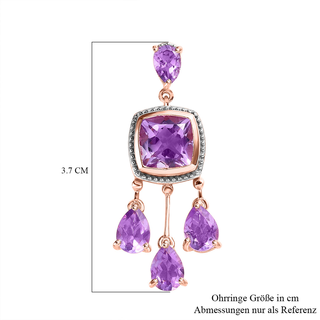 AA Rose De France Amethyst Ohrringe, 925 Silber rosévergoldet ca. 9.19 ct