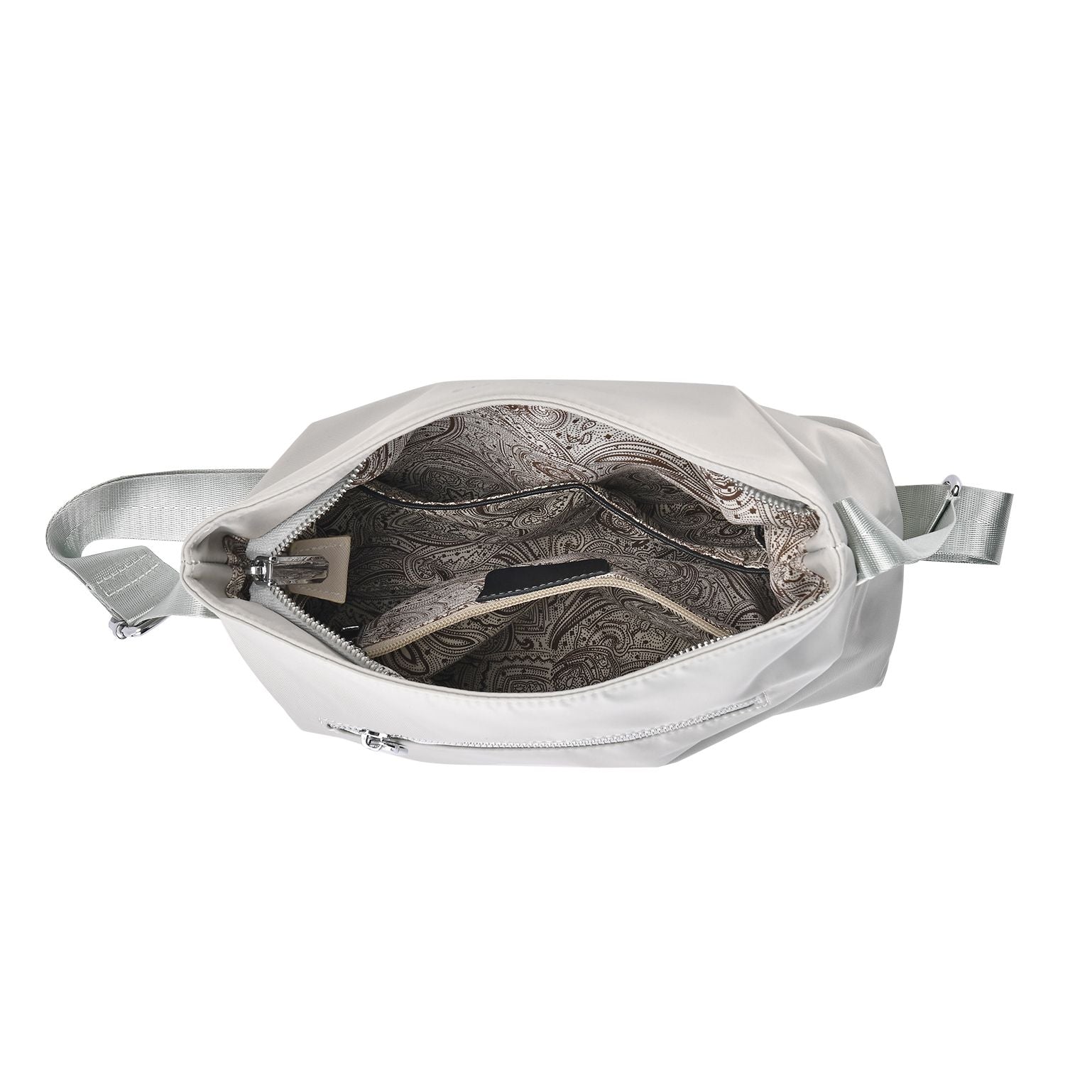 PASSAGE - Crossbody Handtasche mit Nylonfutter und RFID Schutz, 112cm Schultergurt, 27x14.5x23 cm, hell Grün