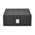 Exklusive Zweiseitige Ringbox mit Schloss, Stilvoller Organizer für 98 Ringe, 22x19x7cm, schwarz