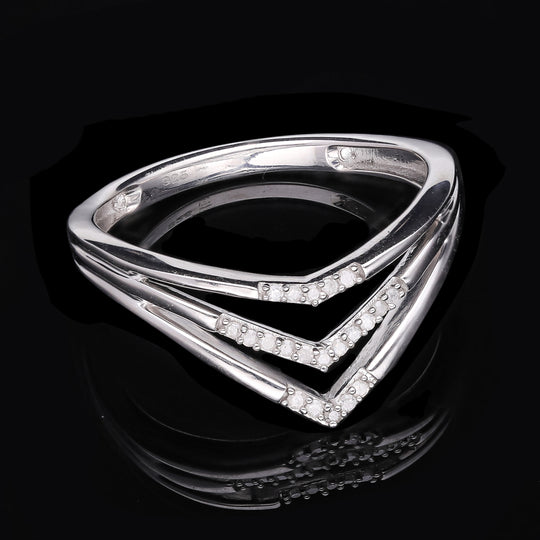 Weißer Diamant Ring, 925 Silber platiniert ca. 0.10 ct