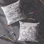 2er Set DIY Malen: Kissenbezug mit 8 Wasserfarbstiften, 45x45 cm, Fisch und Katze