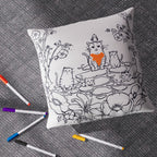2er Set DIY Malen: Kissenbezug mit 8 Wasserfarbstiften, 45x45 cm, Fisch und Katze