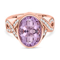 AAA Rose De France Amethyst, weißer Zirkon Ring, 925 Silber rosévergoldet (Größe 16.00) ca. 6.28 ct