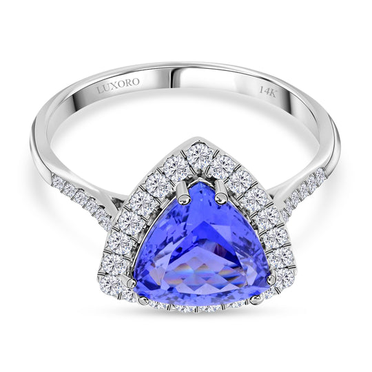 LUXORO AAA Tansanit, Weißer Diamant AGI zertifiziert Ring 585 Gold (Größe 20.00) ca. 3.25 ct