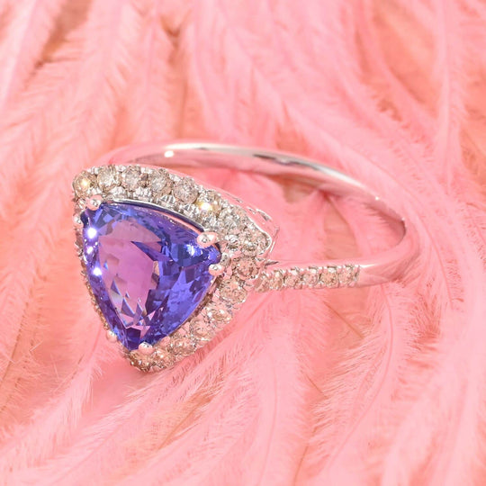 LUXORO AAA Tansanit, Weißer Diamant AGI zertifiziert Ring 585 Gold (Größe 18.00) ca. 3.25 ct