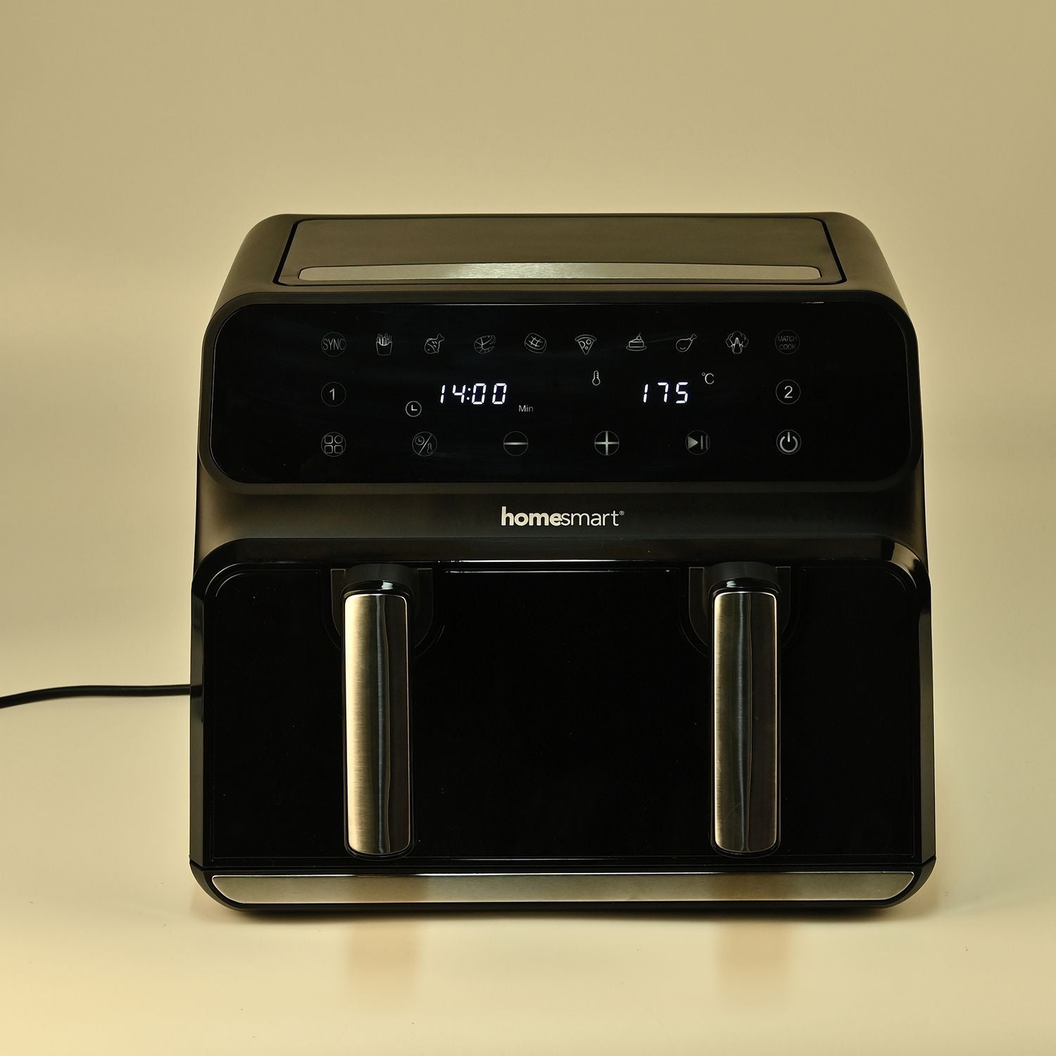 Heißluftfritteuse Deluxe: 8,5L Kapazität, 1700W, Touch-Display und Dual-Korb-System, schwarz