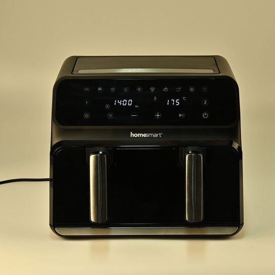 Heißluftfritteuse Deluxe: 8,5L Kapazität, 1700W, Touch-Display und Dual-Korb-System, schwarz