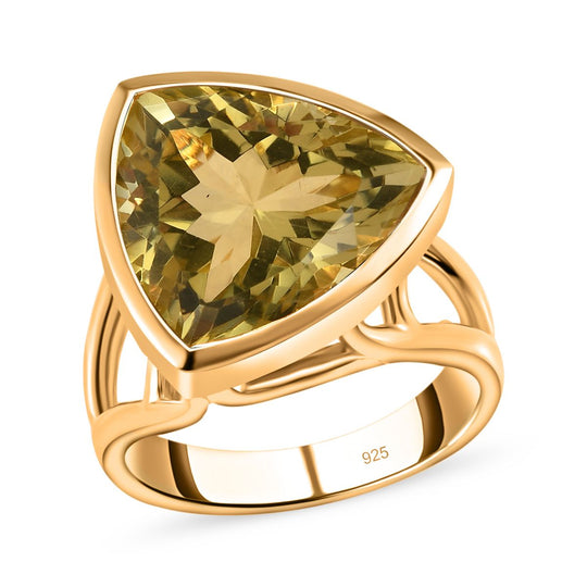 AAA Ouro Verde-Quarz Ring, 925 Silber vergoldet, , ca. 11.39 ct